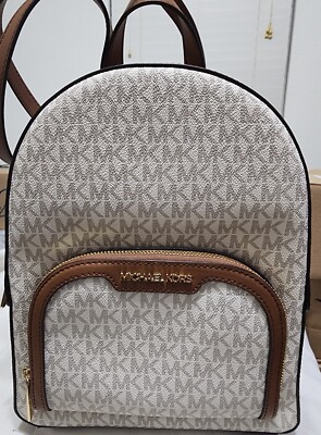 Michael Kors Two-Tone Signature Mini Backpack in Black and Vanilla Michael Kors Jaycee Mini XS Light Cream PVC Small Bookbag  main image 3