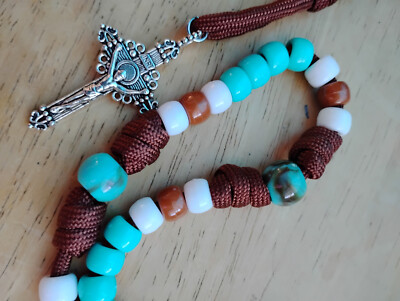 St Kateri Tekakwitha Rosary Beads Paracord Turquoise medal Native