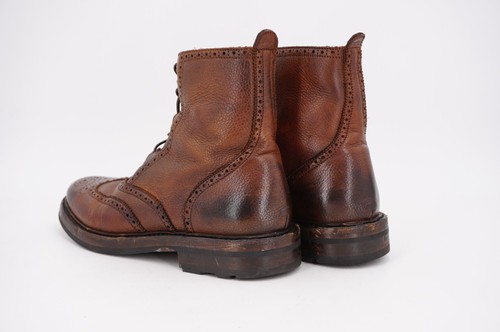 $1200 | RALPH LAUREN PURPLE LABEL 7.5 D BROWN SCOTCH GRAIN WING TIP BOOT - Picture 3 of 13