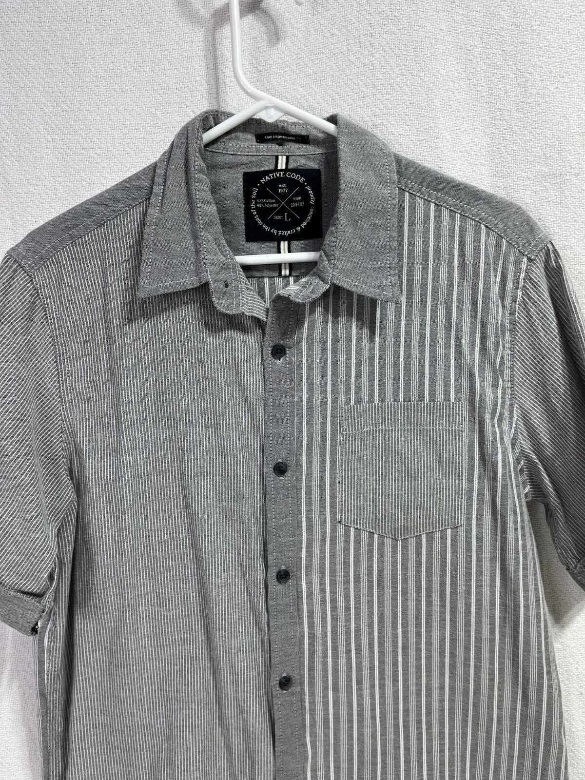 Native Code The Impeccable Fit Gray Striped Short… - image 2