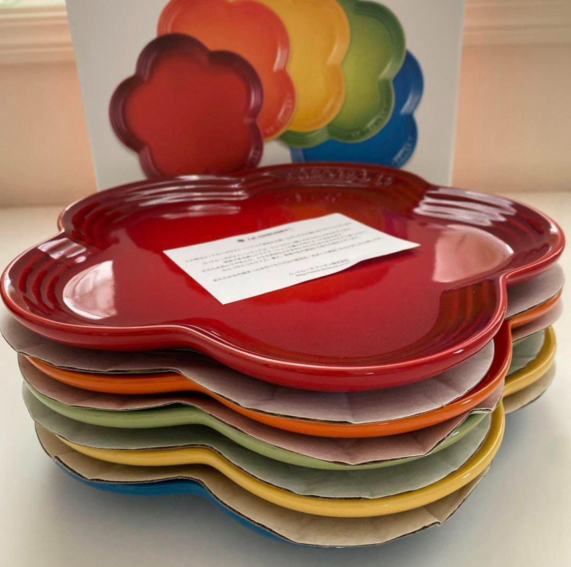Le Creuset Flower Plate Dish Rainbow 5 Color Set Japan Limited L