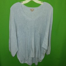 9520 NWOT J JILL medium blue cotton oversized pullover sweater relaxed new