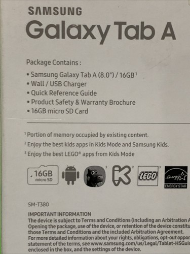 Samsung Galaxy Tab A 8" Tablet,16GB Memory, Bonus microSD Card Open Box - Afbeelding 3 van 9