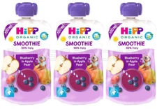 3 HIPP Organic Blueberry in Apple Pear Smoothie Dessert from 1 Year 120ml 4oz