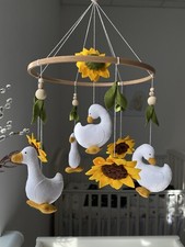 Goose baby mobile, Goose nursery decor, felt goose, nursery boho style,