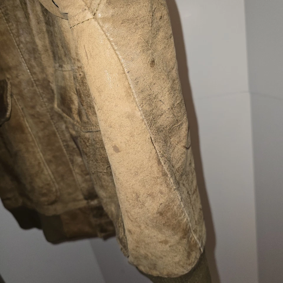 Chaqueta de Vuelo Mirage Avions Años 80’s Vintage Marrón Bombardero Talla M Hombre’s Cremallera Cuero Foto 4 de 4