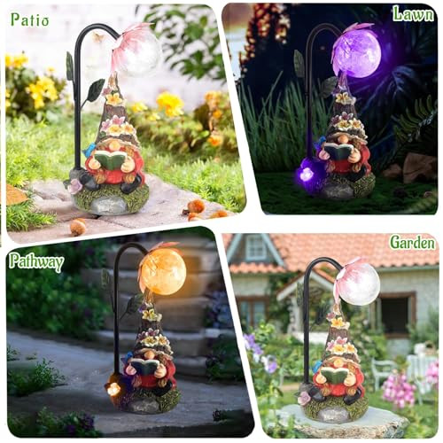 Gartenzwerge Statue Deko, mit buntem Farbverlauf Solar LED Lichter Dekoration - Bild 6 von 7