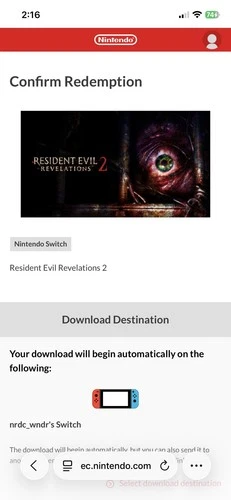 Resident Evil Revelations Collection (Nintendo Switch 2017) COMPLETE CODE UNUSED