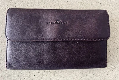 Portefeuille marron en cuir LA BAGAGERIE PARIS porte cartes 20 cm - Photo 1/4