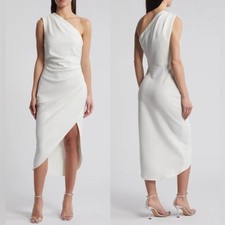 NWOT Elliatt Xara One-Shoulder Asymmetric Crepe white Cocktail Dress sz M