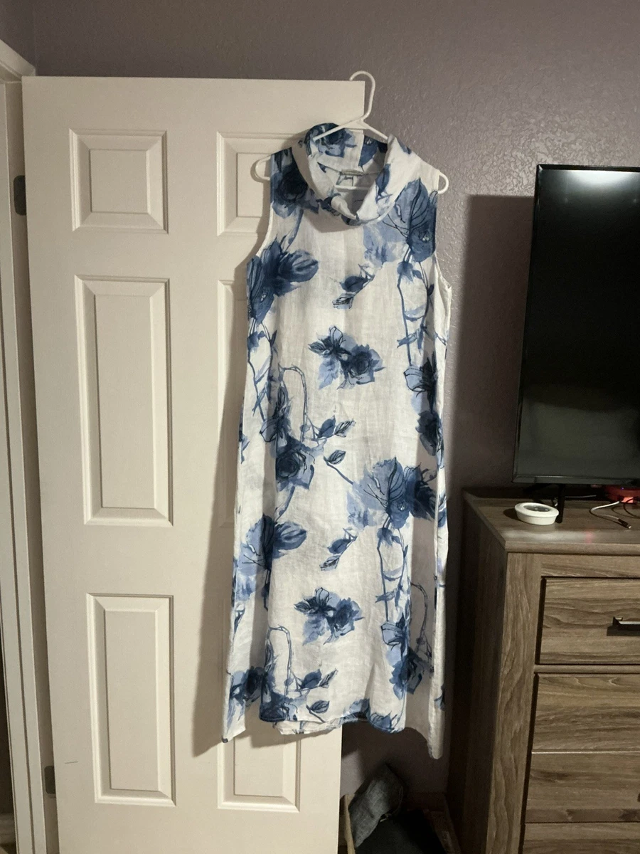 chinese dress ladies Francesca Bettini Women's Cowl Neck Tropical Print Linen Maxi Dress Multi / L