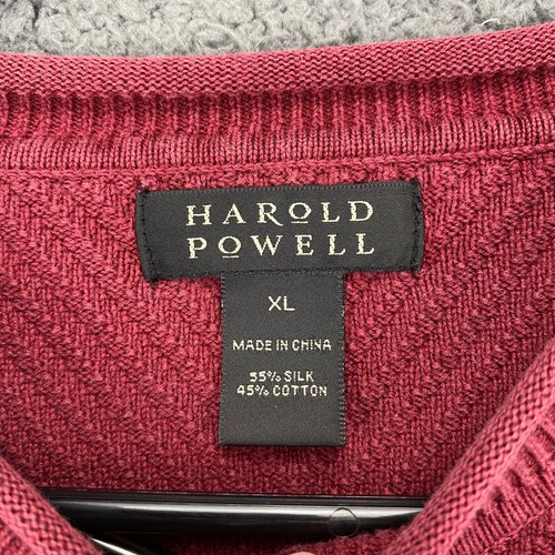 Harold Powell Silk Cotton Blend Knit Sweater Herringbone XL - Picture 2 of 10