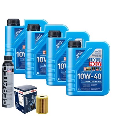 Motoröl 10W40 LIQUI MOLY Super Leichtlauf 4L+BOSCH Ölfilter +Cera Tec