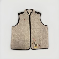 Mickey Mouse Disney Store Vintage Embroidered Vest XL Fleece Gray Black Quilted