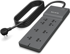 8-Outlet Surge Protector W/ 8 AC Outlets  8Ft Long Flat Plug, Ul-Listed Heav...
