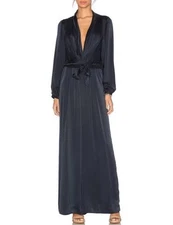 Zimmermann Jumpsuit Size 0 AU 8/US 4 Sueded Silk Indigo Wide Leg Belted Elegant