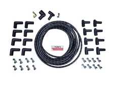 8mm DIY Cloth Covered Spark Plug Wire Kit Vintage Wires v8 Black White HEI