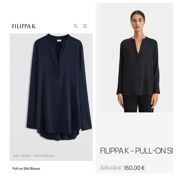 Women Filippa K Shirt Navy Silk 42 / XL / 50