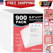 900 Pack Sheet Protectors 8.5 x inch Clear Page Protectors for 3 Ring Binder,...