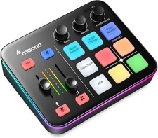 MAONO Gaming Audio Mixer, Audio Interface with Pro-preamp, RGB, Bluetooth, 48V P