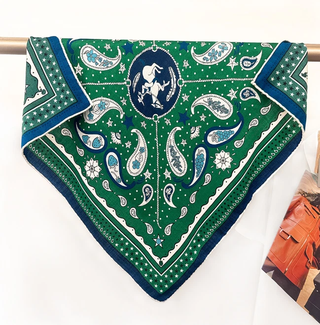 70% Cashmere 30% Silk Shawl Bandana Scarf 26'' Neckerchief pattern Print Wrap