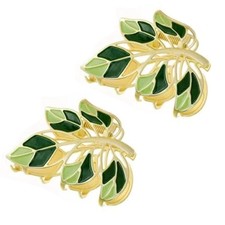 2pcs Flower Leaf Green Metal Hair Claw Clips, Large Nonslip