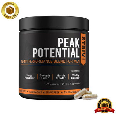 Peak Potential 12-in-1 Testosterone Support for Men Energy Strength Booster