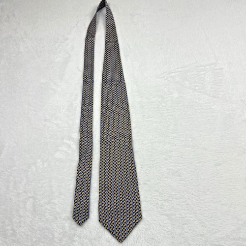 Bolgheri Blue Yellow Geometric Men’s Tie 3.75x58” Silk Made In Italy image 2