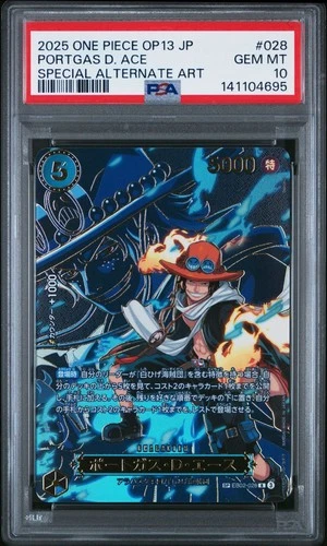 ONE PIECE JAPANESE OP13 EB02-028 PORTGAS D. ACE SPECIAL ALTERNATE ART PSA 10