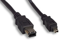 Lacie 3 ft IEEE-1394 Firewire 400 6-Pin Male to 4-Pin Male Cord Data DV Black