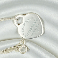 Tiffany  Co US Duty Free Return To Small Heart Tag Pendant Blue Enamel Letters