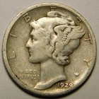 1929 D Mercury Dime F-VF "Actual Coin Pictured Not Cleaned, Polished or Dipped"