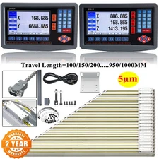 2/3 Axis LCD DRO Digital Readout 5um TTL Linear Glass Scale CNC Milling Lathe US