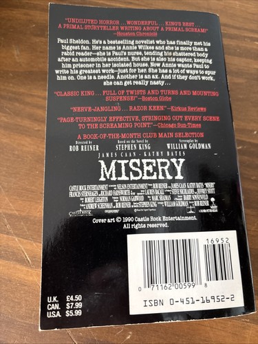 Misery Paperback Book By Stephen King. First Edition Printing Signet 1988 - Picture 3 of 3
