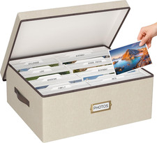 Linen Photo Storage Box 4X6  5X7 Photo Organizer with Divider for 1700 Pic