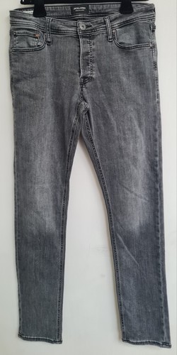 Jack & Jones Glenn Mens Jeans Slim Fit Grey Washed Black Denim 32x34 32W 34L