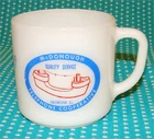 Vtg Milk Glass Coffee Mug Cup Federal IL Sesquicentennial Colchester Telephone