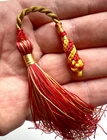 Silky Polyester Threads Tassel For Islamic Prayer Beads Red And Gold Hand Made