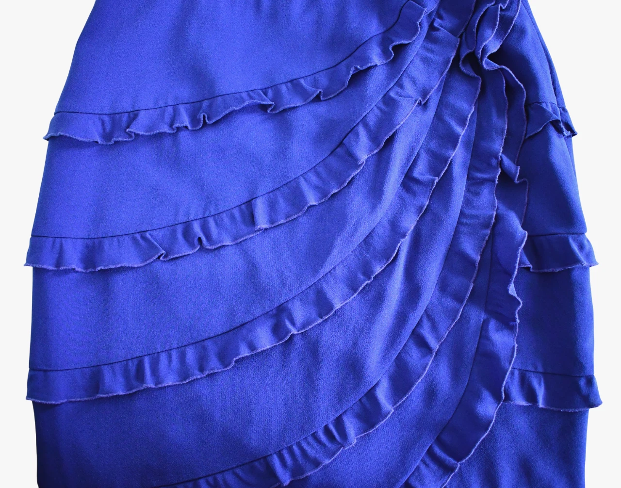 Abito da cocktail nuovo MOSCHINO ECONOMICO E CHIC blu SETA CON VOLANT IT 44 US 8 10 GB 12