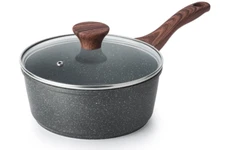 Nonstick Saucepan with Lid, 2.0 Quarts Small Pot with Swiss Granite Coating