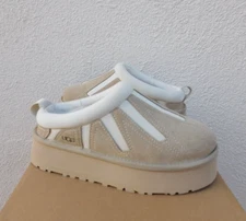 UGG MUSTARD TAZZ SUNWAVE SUEDE PLATFORM SLIPPERS SHOES, WOMEN US 5/ EUR 36 ~NEW