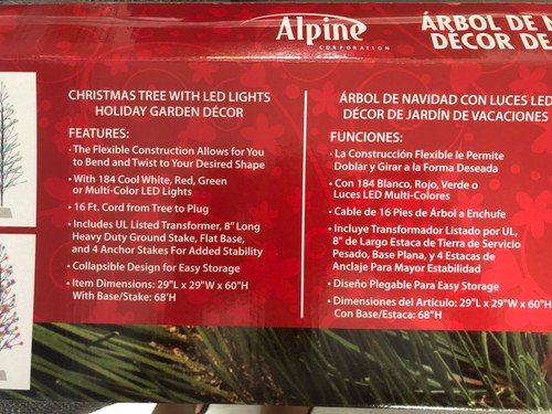Alpine Corporation 60” Indoor/ Outdoor Lighted Christmas tree, silver . - Picture 2 of 7