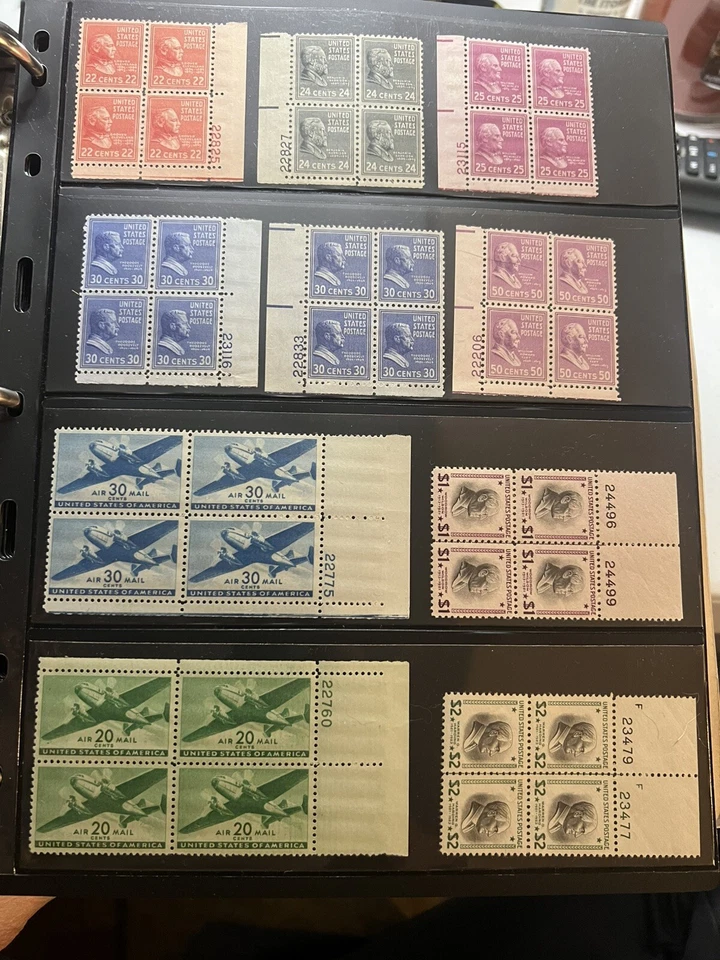 1938 -1941 US Plate blocks 38 Lot  Cents To $2.00 MNH OG - Image 3 of 4