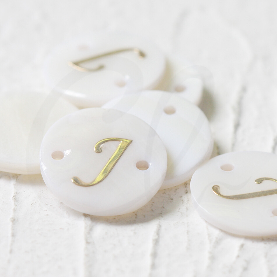Natural Shell Gold Alphabet With 2 Holes-Alphabet-Letter-Round-Link ...