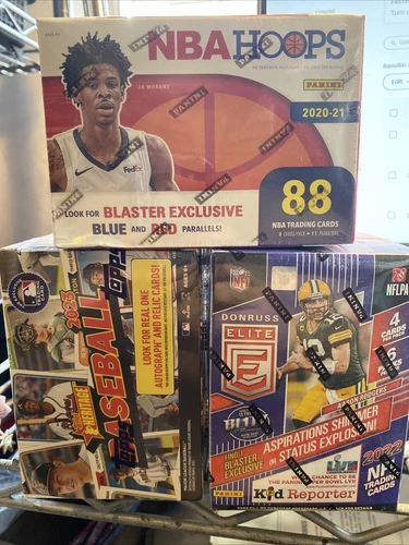 2022 Donruss Elite Football, 2020-21 NBA Hoops Basketball, 2023 Topps Baseball