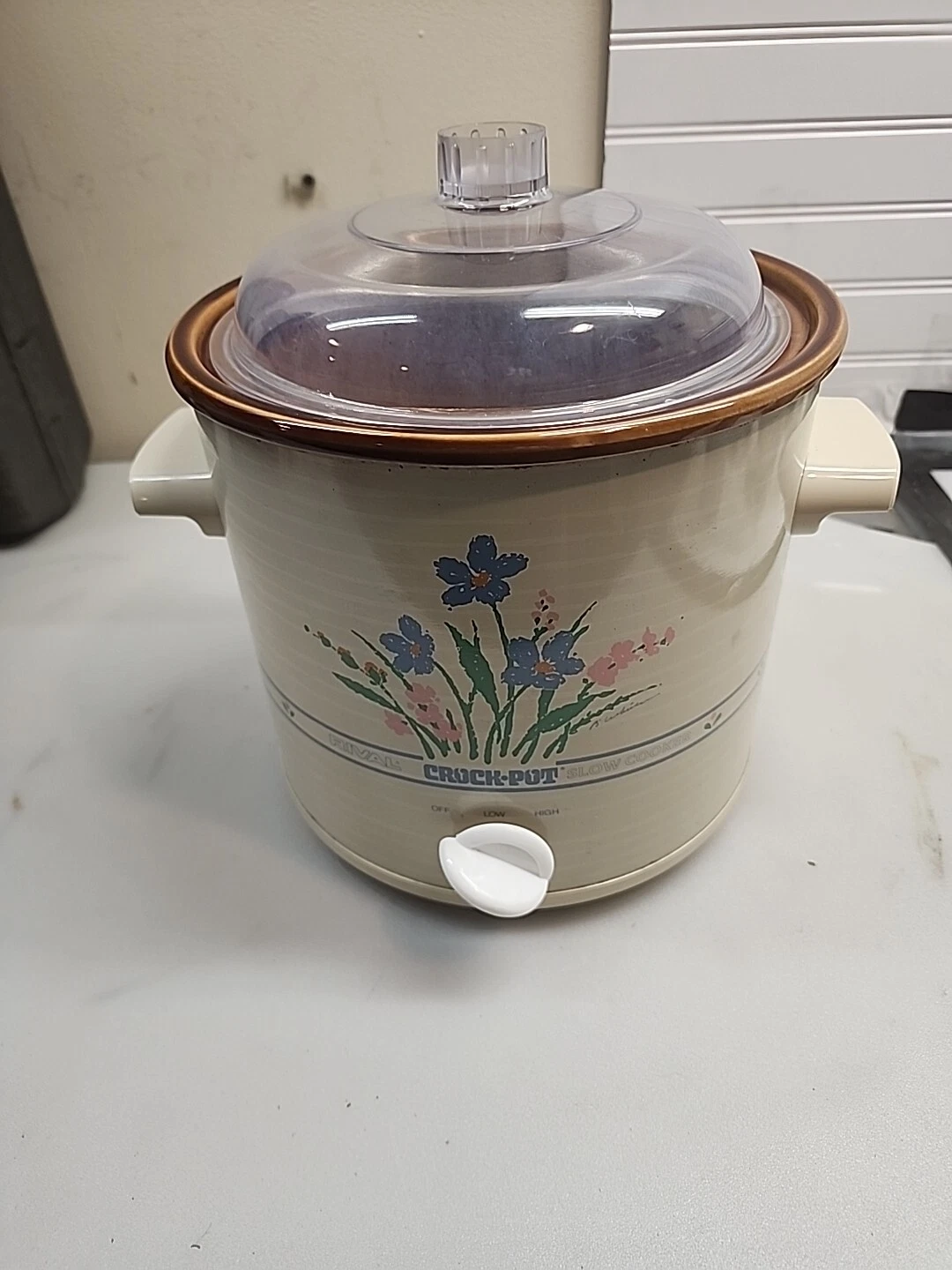 RARE: Vintage Rival Crock Pot 3.5 Quart Slow Cooker Crockery Wild Flowers