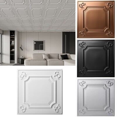 12-pack Drop Ceiling Tiles&3D Wall Panels,24''x24'' cover48 Sq.ft.