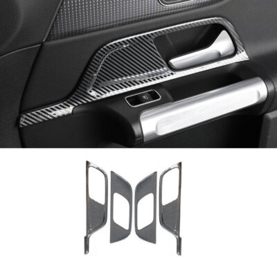 Inner Door Handle Bowl Frame Trim 4PCS For Benz GLB 2020-2024 Steel Carbon Fiber