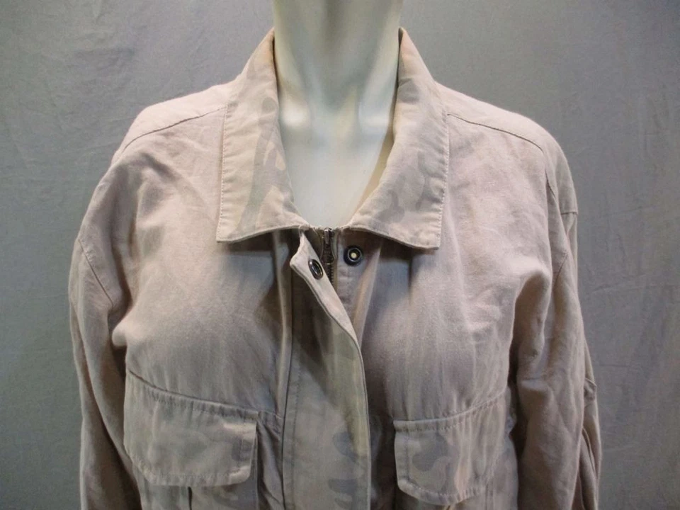 Chaqueta Blazer Hei Hei Talla M Mujer Marrón Lino Algodón Cremallera/A Presión Recortada 7Y529 Foto 2 de 4