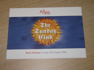 RIPE - THE SUNDAY CLUB MANSFIELD - BOY GEORGE  1990's - CLUB / RAVE FLYER (PC2)